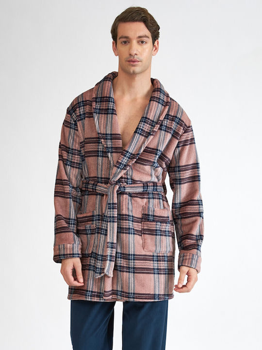 Harmony Χειμερινή Καρό Ανδρική Ρόμπα Fleece Harmony Χειμερινή Καρό Ανδρική Ρόμπα Fleece
