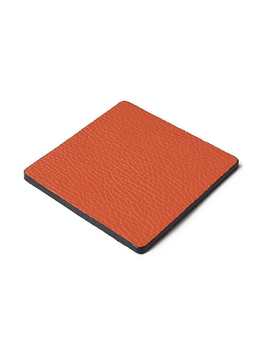 BagCity PU Orange Coasters with Stand 6pcs
