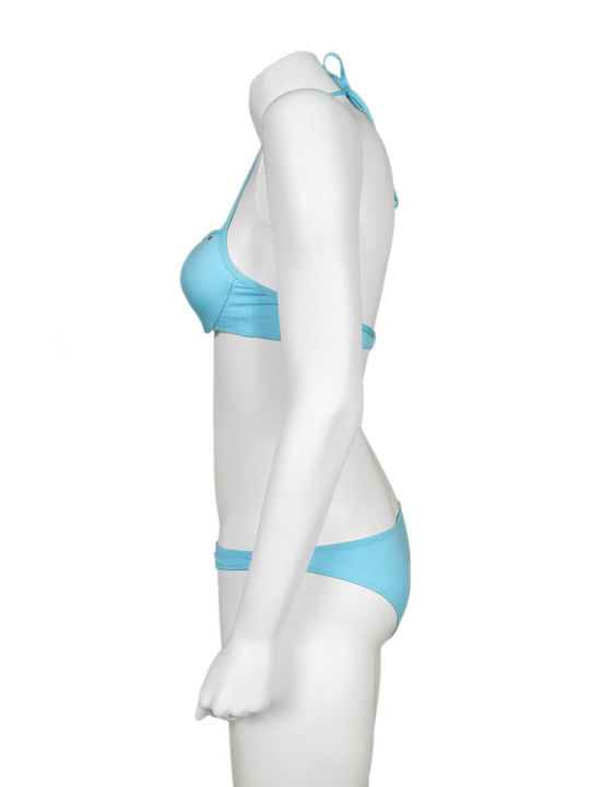 Playboy Bikini Set Triangle Top & Slip Bottom Light Blue