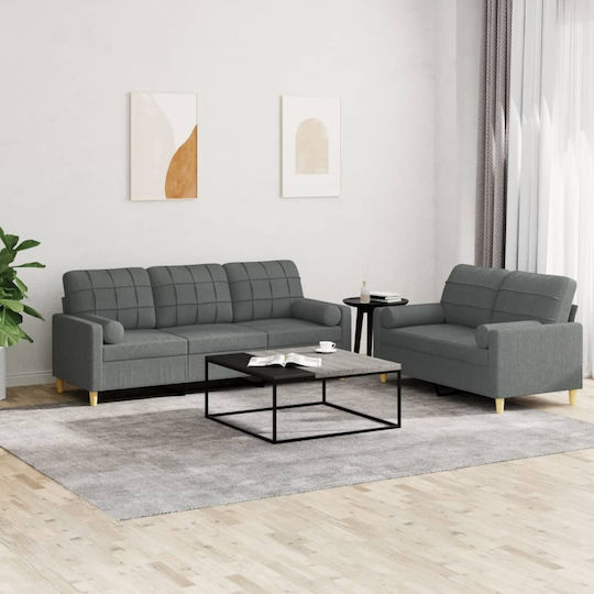 Living Room Furniture Set 3-Seater & 2-Seater Gray