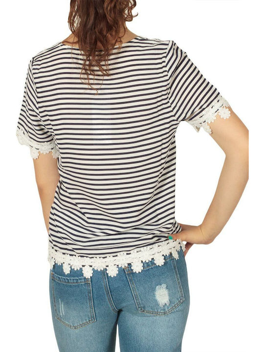 Migle + Me Women's Blouse Short Sleeve Striped ''''''