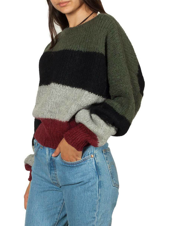 Thinking Mu Women's Long Sleeve Crop Sweater Woolen Striped ''''''