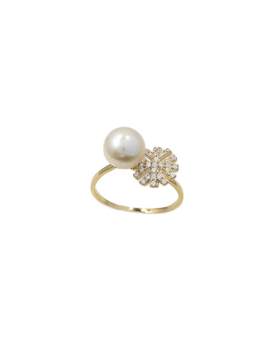 Art d or Women's Gold Ring with Pearl 14K