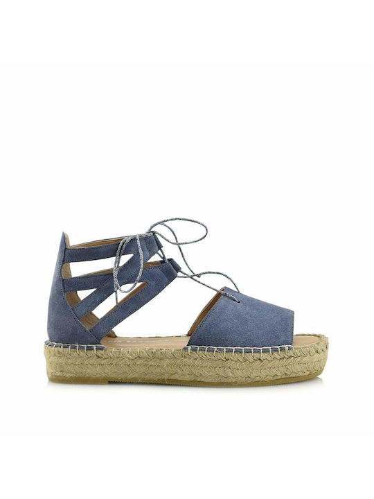 Aris Tsoubos Leather Women's Flat Sandals in Blue Color