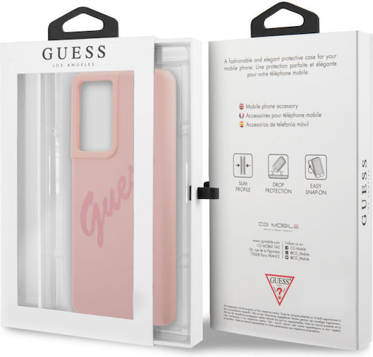 Guess Vintage Script Back Cover Σιλικόνης Ροζ (Galaxy S21 Ultra 5G)
