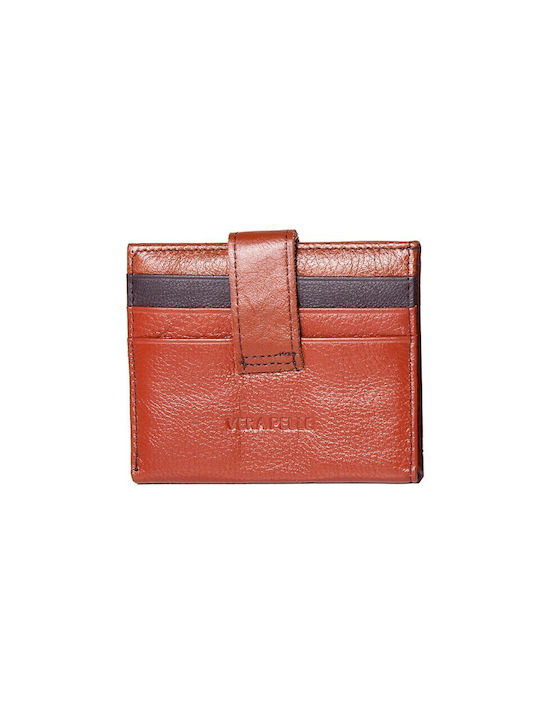 V-store Men's Leather Card Wallet Tabac Brown