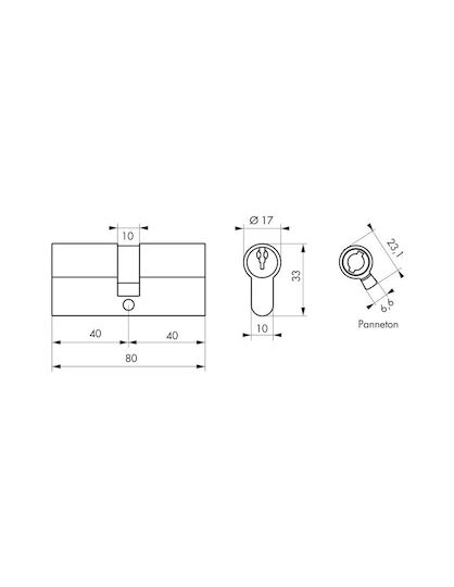 Thirard Lock Cylinder 80mm (40-40) with 3 Keys Gold