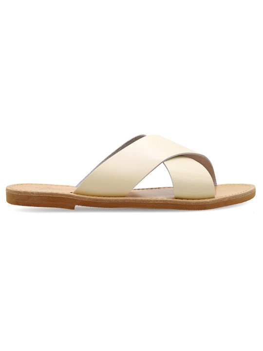 Handmade Leather Crossover Women's Sandals White