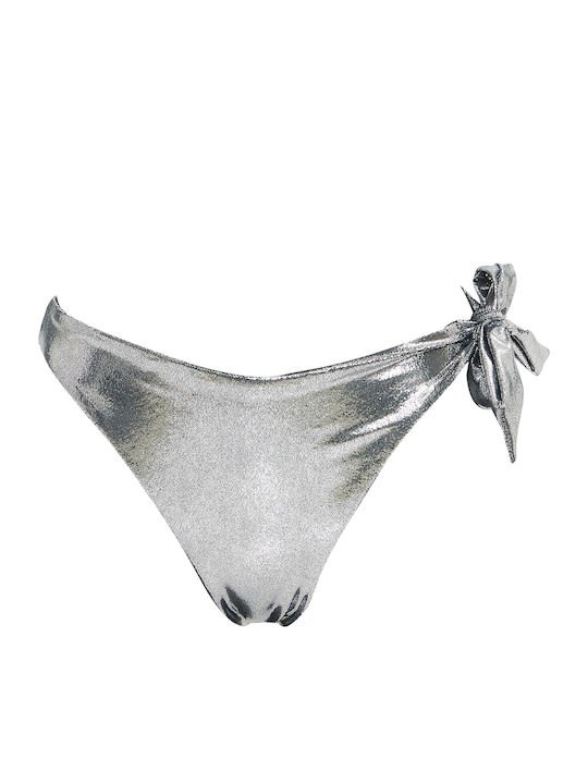 Bikini Slip mit Schnürchen Silber
