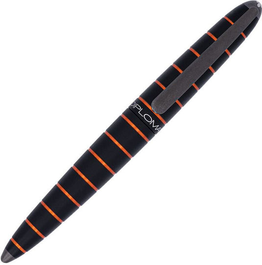 Diplomat Πένα Γραφής Medium 0.8mm Μαύρη από Ατσάλι με Μαύρο Μελάνι