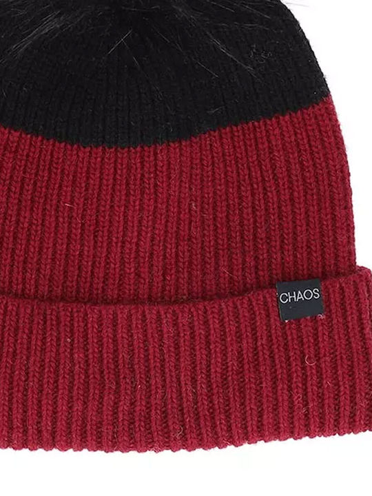 Pom Pom Beanie Ανδρικός Σκούφος Πλεκτός σε Κόκκινο χρώμα