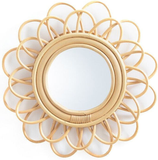 La Redoute Interieurs Wandspiegel mit Beige Rattan Rahmen Durchmesser 35cm 1Stück