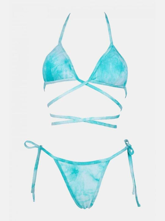 Set Bikini Dreieck mit Abnehmbarer Verstärkung & Brasilien Hellblau