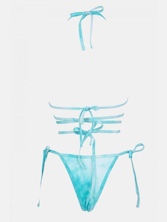 Set Bikini Dreieck mit Abnehmbarer Verstärkung & Brasilien Hellblau