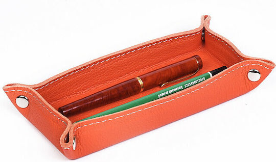 Pencil Case Din Piele În Culoare Portocalie 1 Bucată