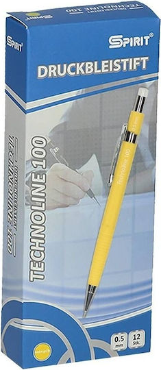 Tip Top Office Technoline 100 Μηχανικό Μολύβι Μεταλλικό 0.5mm με Γόμα 1τμχ Κίτρινο