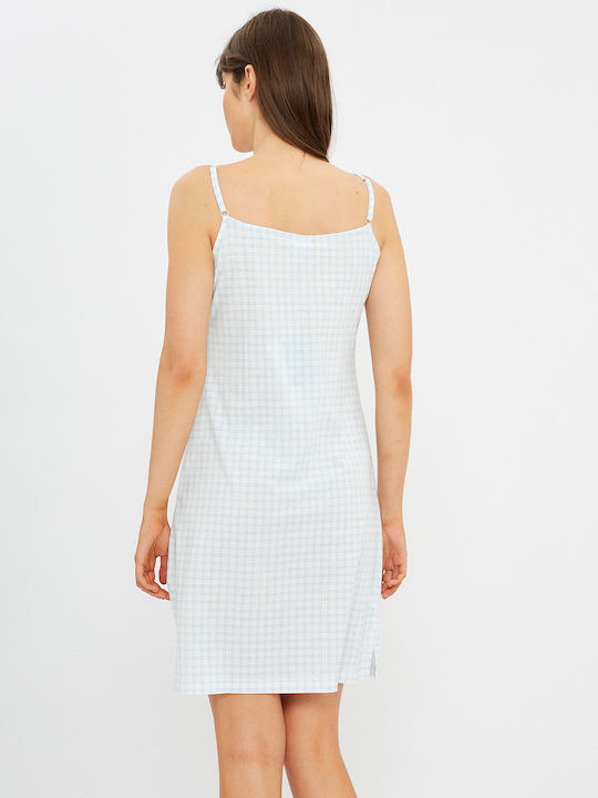 Noidinotte Summer Cotton Women's Nightdress Light Blue Nyxtiko