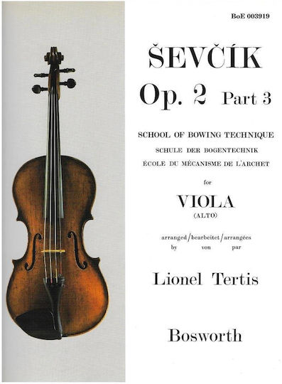 Bosworth Edition Sevcik School Bowing Technique Opus 2 Part 3 Learning Method for Viola