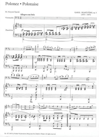 PWM Skarzynski Polonaise Op 8 Cello & Piano Παρτιτούρα για Τσέλο