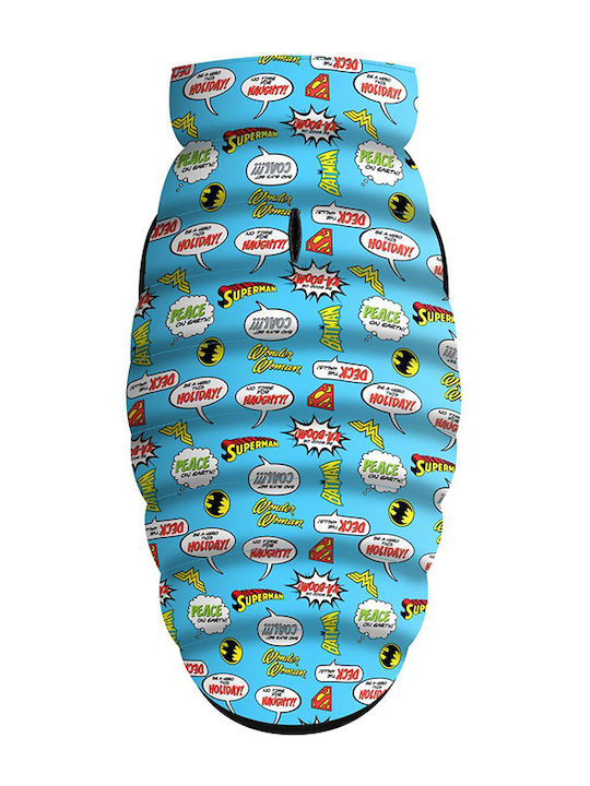 WauDog Justice League Blue L55cm Blue Waterproof Dog Coat with 55cm Back Length