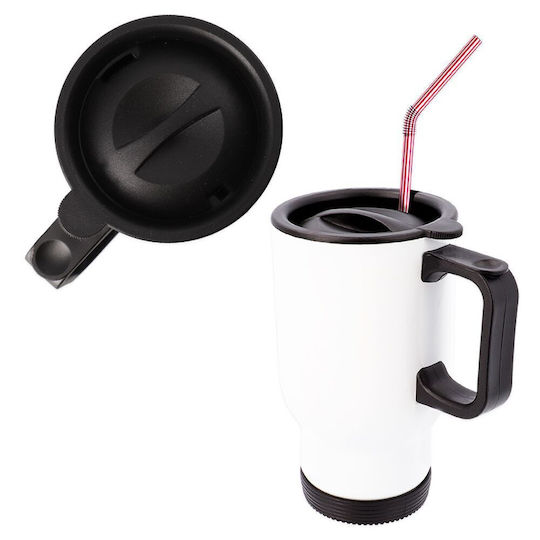 Koupakoupa Liverpool Ποτήρι Θερμός Ανοξείδωτο 450ml Λευκό με Λαβή