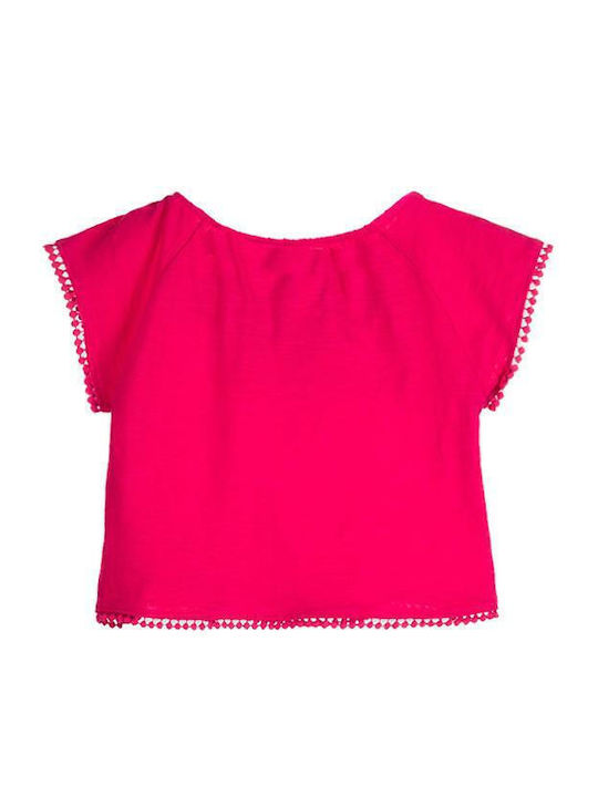 Losan Kids Blouse Short Sleeve Fuchsia Short Sleeve Embroidery