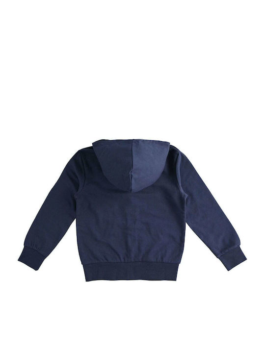 iDO Cardigan pentru copii din material frotirat cu glugă Blue Zip-up Hoodie