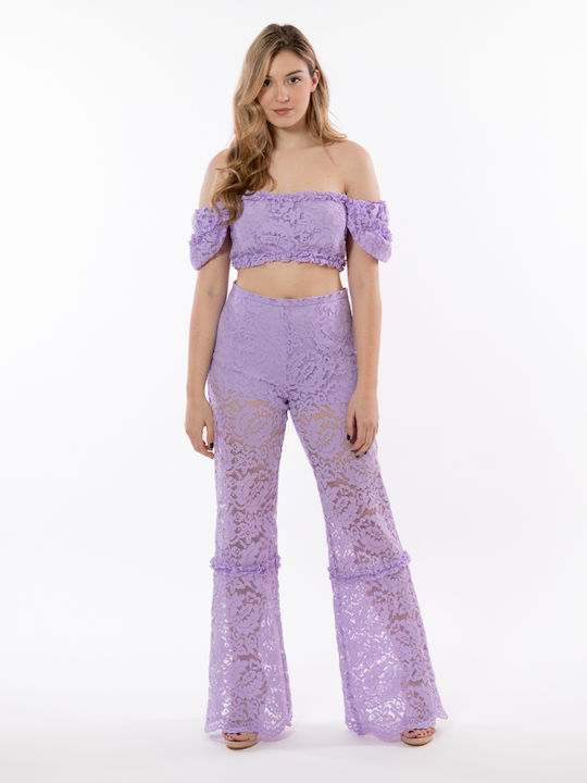 Waisted Culottes Women's Trousers Purple