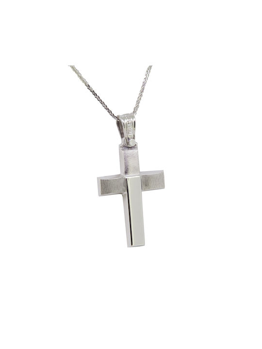 Triantos Men's White Gold Cross 14K