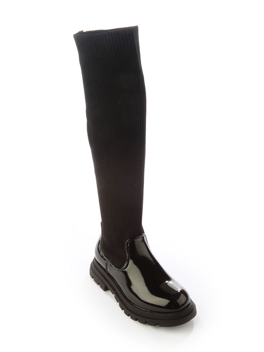 Fshoes Kids Patent Leather Boots Black