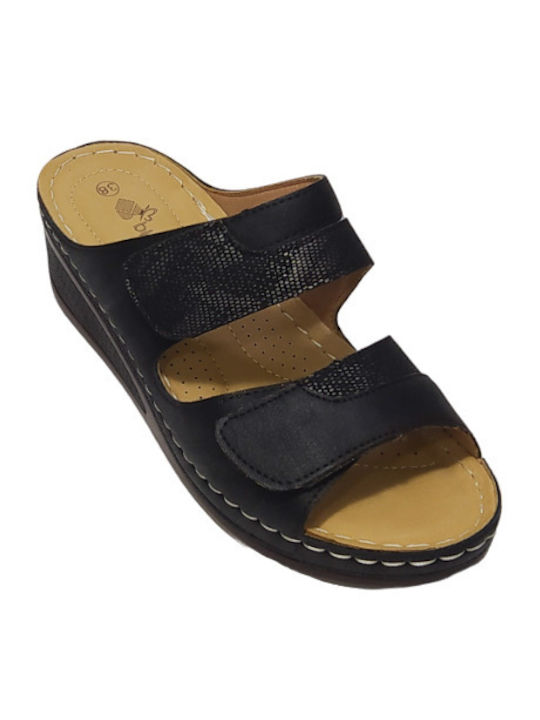 Blondie Leder Damen Flache Sandalen in Schwarz Farbe