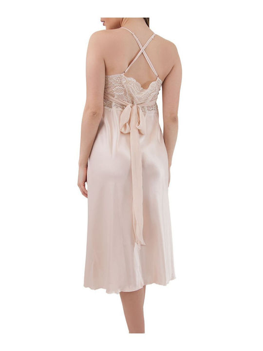 FMS Winter Bridal Women's Robe with Nightgown Beige