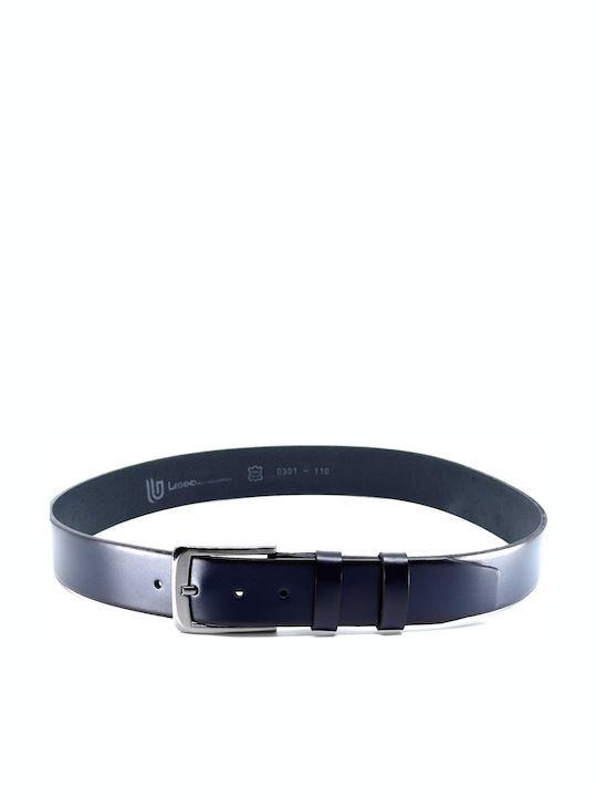 Wide Men's Belt Leather Blue