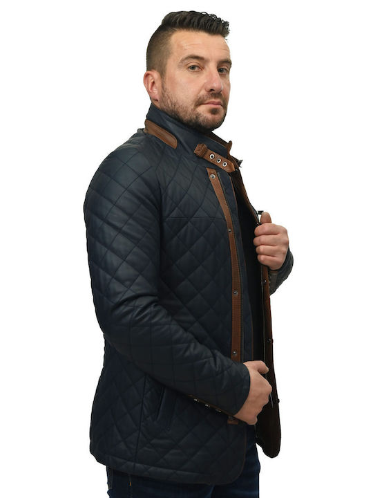 Leatherland Geacă pentru bărbați Leather Navy Blue