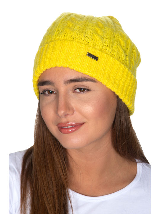 Vera Knitted Beanie Cap Yellow