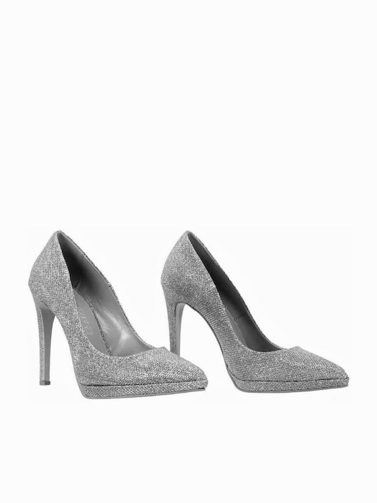 Stefania Pointed Toe Silver Heels