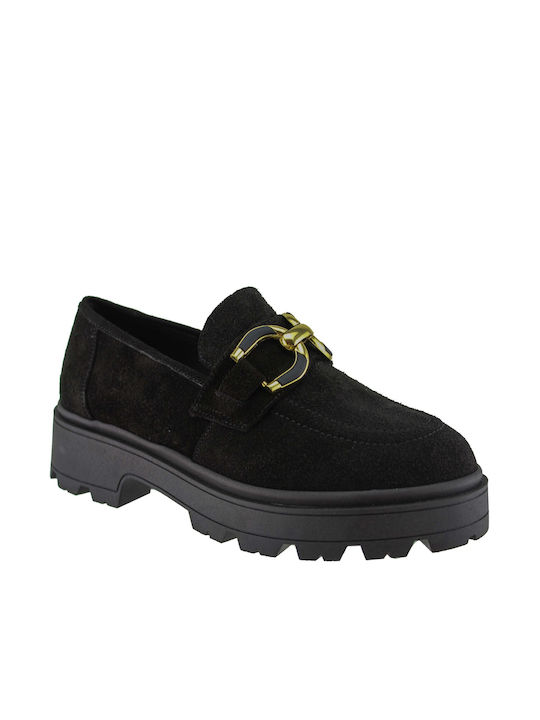 Stefania Leather Women's Moccasins in Black Color