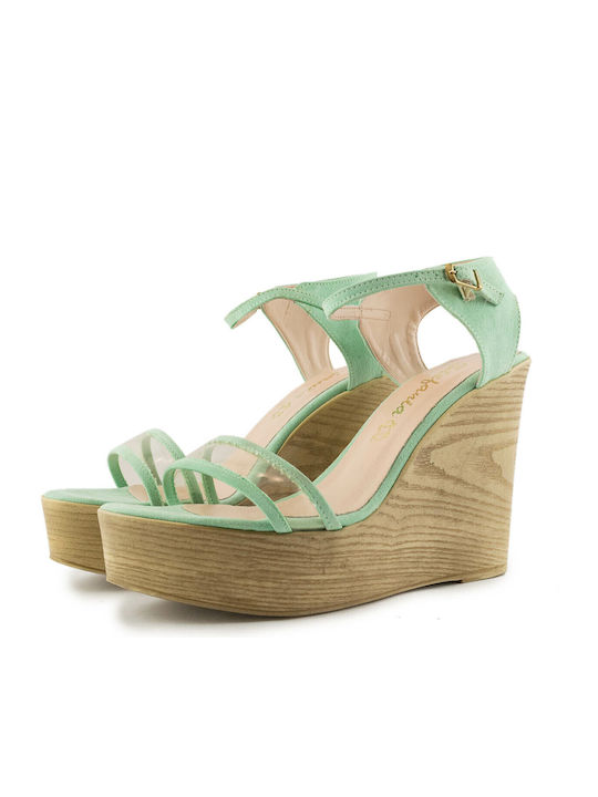 Stefania Women's Ankle Strap Platforms Turquoise