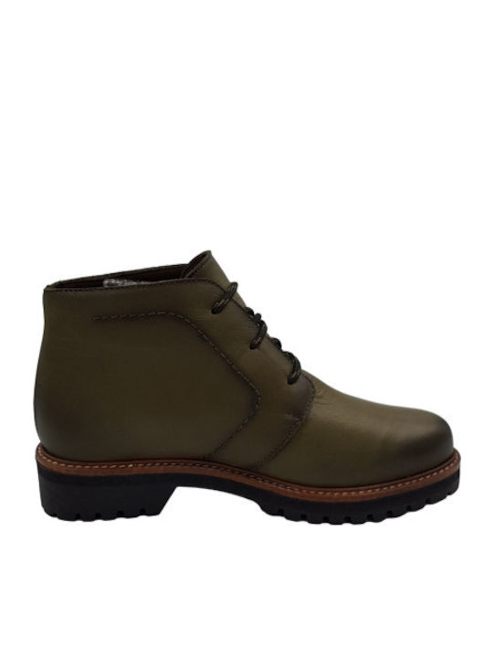 Pepe Menargues Women's Leather Combat Boots Green