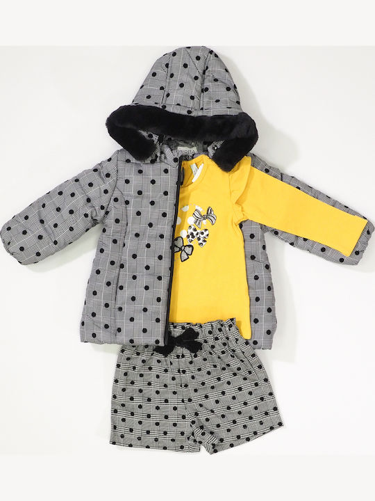 Kids' Casual Jacket Short with Lining & Hood Gray