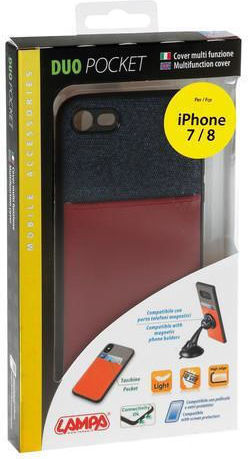 Lampa Duo Pocket Silver Line Back Cover Synthetic Leather Magnetic Multicolour (iPhone SE 2022/2020)
