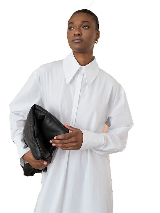 Tailor Made Knitwear Midi Σεμιζιέ Φόρεμα Λευκό
