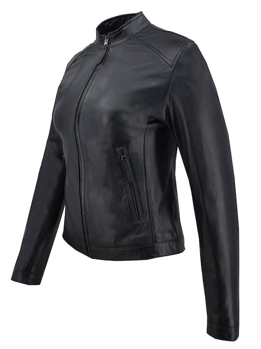 Δερμάτινα 100 Δερμάτινο Γυναικείο Biker Jacket Μαύρο