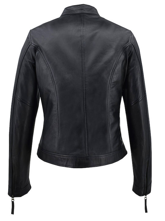 Δερμάτινο Γυναικείο Biker Jacket Μαύρο