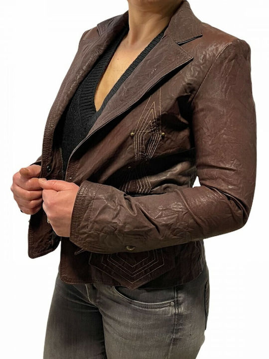 MARKOS LEATHER Γυναικείο Δερμάτινο Σακάκι