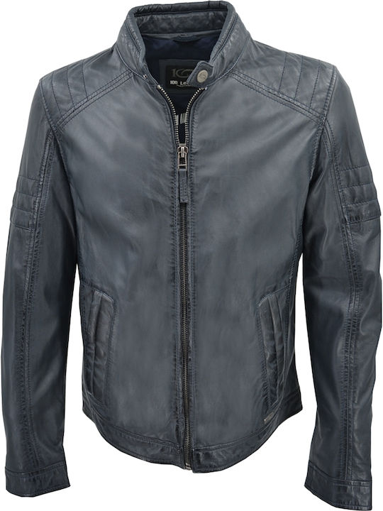 Δερμάτινα 100 Men's Winter Leather Biker Jacket Black