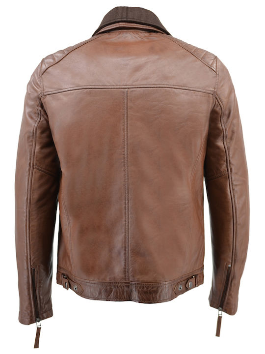 Leather Jacket Biker Brown