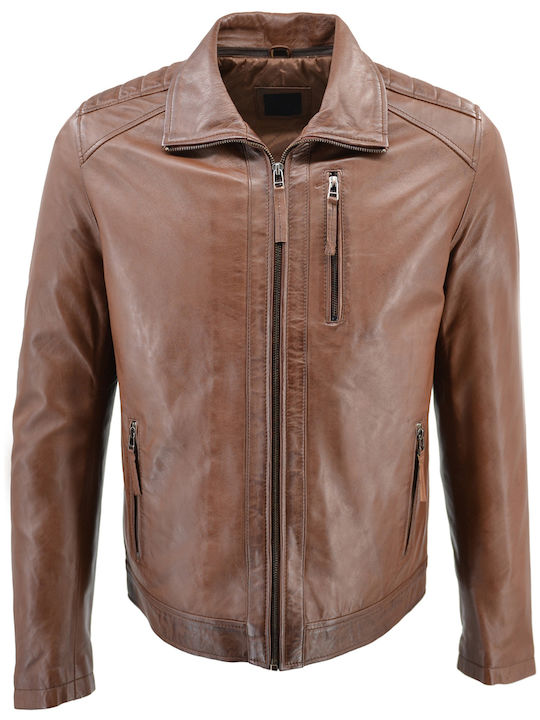 Leather Jacket Biker Brown