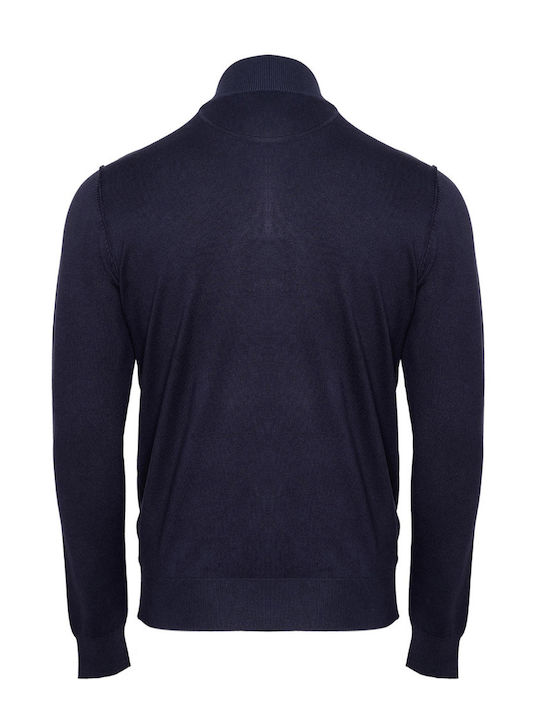 Malagrida Men's Long Sleeve Sweater with Zipper Navy Blue