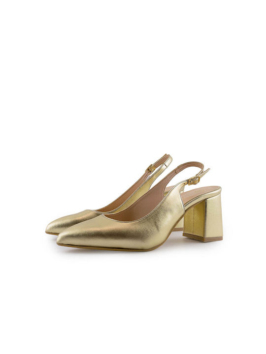 Stefania Gold High Heels with Strap